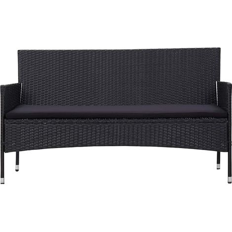 Maison Exclusive - 3-Sitzer-Gartensofa mit Auflagen Schwarz Poly (1/5)