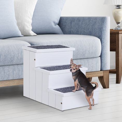 Scaletta per cani PawHut, 3 gradini, altezza 38 cm, scaletta per animali domestici per cani di piccola e media taglia, scaletta per gatti, rampa per cani, ausilio per l'ingresso in letto, divano, polt