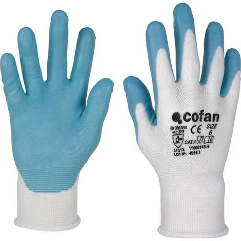 Guanto in nitrile alimentare azzurro, senza cuciture, protezione 3131, polsino elastico.