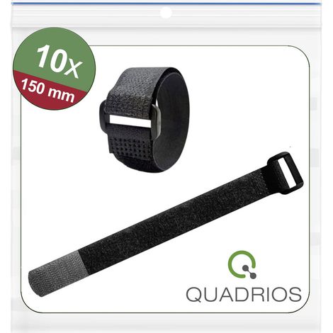 Quadrios 25CA569 Klettkabelbinder zum Bündeln Haft- und Flauschteil (L x B) 150 mm x 20 mm Schwarz