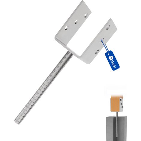Lot de 12 Support de poteau U galvanisés à chaud 151 x 300 mm – Platines robustes pour pieds de poteaux bois clôture – GeZu Impex