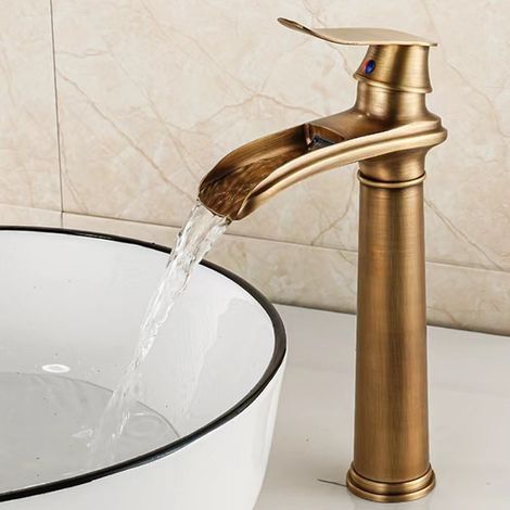 Antique High Waterfall Faucet – Lead-Free Brass Bathroom Sink Faucet – Modern Bathroom Design – Easy Installation (1/5)