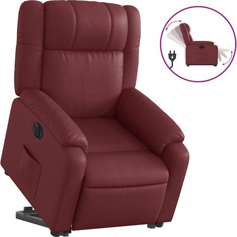 Maison Exclusive - Sillón elevable eléctrico cuero artificial roj (1/5)