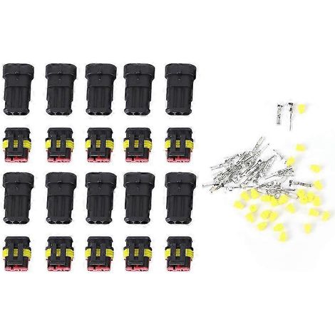 Connecteur électrique étanche 3 broches, lot de 10, pour câblage automobile, fiche à bornes à visser, IP67, adaptateur de fil rapide (1/4)