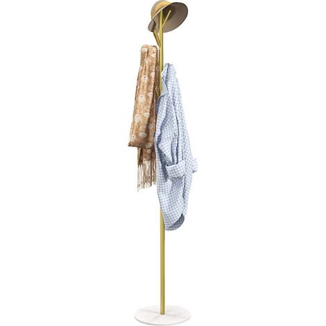 Porte-manteau base blanc marbre 32 x 164H cm ISANDRO doré (1/5)