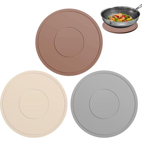 Tapete de silicona, juego de manteles individuales de silicona (3 piezas), tapete redondo multifuncional para estufa, salvamanteles resistente al calor, salvamanteles antideslizante, reutilizable y la (1/5)