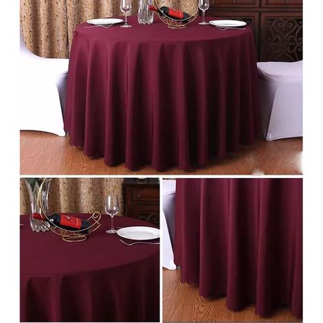 Nappe Ronde Bordeaux,Diamètre 260cm Lavable en Machine Peut être utilisé dans Les hôtels,Les banquets de Mariage et Autres Occasions (1/5)