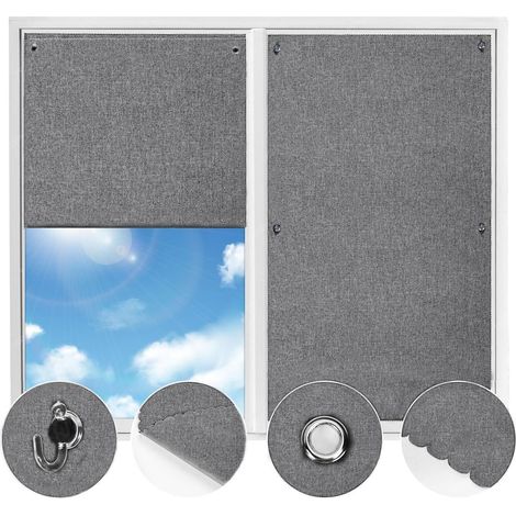 Johgee Store Occultant pour Fenêtre 60x80cm, Tissu Coton et De Lin, Gris (1/5)