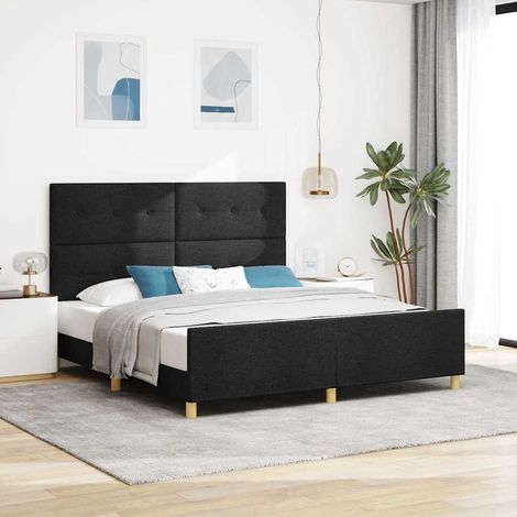 Bettgestell mit Kopfteil Schwarz 180 x 200 cm Stoff (1/5)