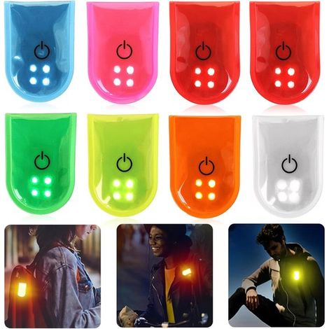 LED-Blinklicht für Kinder 8-teilig 2 Modi 4 LED-Reflektoren Sicherheitslicht LED-Clip reflektierender Lichtstreifen für Kinder für Schulranzen