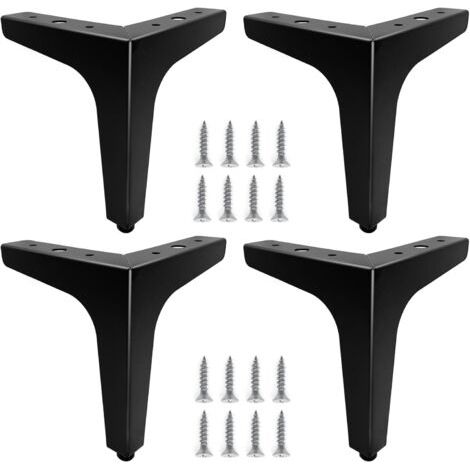 Set mit 4 15 cm langen Möbelbeinen aus schwarzem Metall, langlebigen Sofafüßen, Couchtischbeinen, Tischbeinerhöhung. Ermöglicht das Aufstellen oder Ersetzen von Nachttischen, Sofas, TV-Möbeln und Sitz