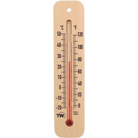Thermomètre d'ambiance traditionnel en bois pour mesurer la température ambiante, peut être utilisé à l'intérieur ou à l'extérieur, idéal pour la maison, le bureau, le jardin, la serre ou le garage (1/5)