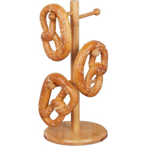 1 Porte Tasses Bambou 6 Branches, Hauteur 35 Cm, Support Saucisson, Bretzel, Séchoir Pâtes, Cuisine (1/5)