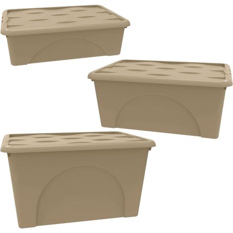 Cesto porta biancheria beige contenitore per cambio stagione con ruote multiuso casa box oggetti panni salvaspazio scatola bagno - MISURA: 2 STORAGE 60 LT (1/5)