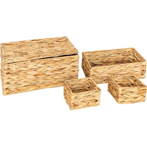 Lot de 4 Paniers en Jacinthe "Lia" 33cm Naturel (1/5)