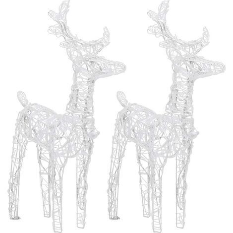 Guirlande lumineuse d'extérieur 2 rennes de Noël – 80 LEDs froides – Résistante aux intempéries – 8 effets d'éclairage (1/5)
