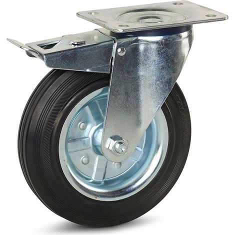 Roue pivotante freinée en caoutchouc - MESO - Platine - 200 mm - 180 kg