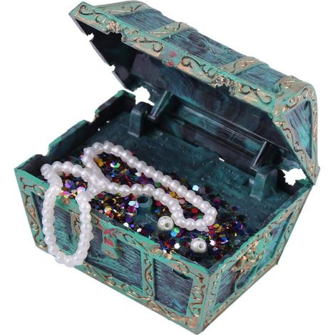 Boîte de Coffre au trésor de Sculpture, décoration d'aquarium de réservoir de Poissons créatifs Antiques, avec Tuyau d'air, pour Ornement d'aquarium(Vert)