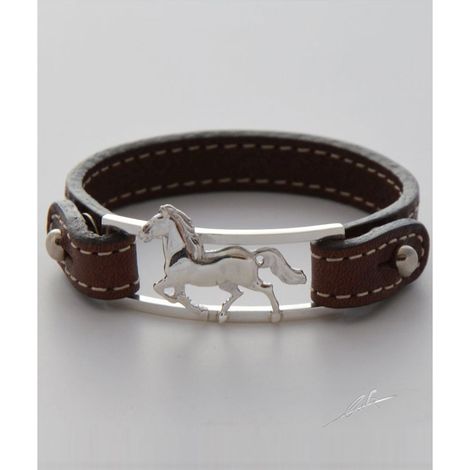 S 18 cm: Pferdelederarmband handgefertigt in Sterlingsilber