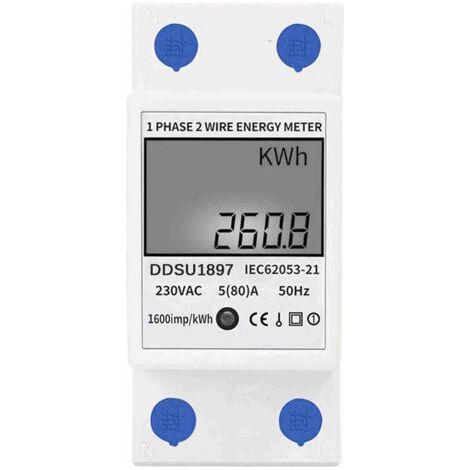 QORVA-Compteur d'énergie électrique numérique, monophasé, rail DIN, électricité, un fil, deux fils, multifonction (1/5)
