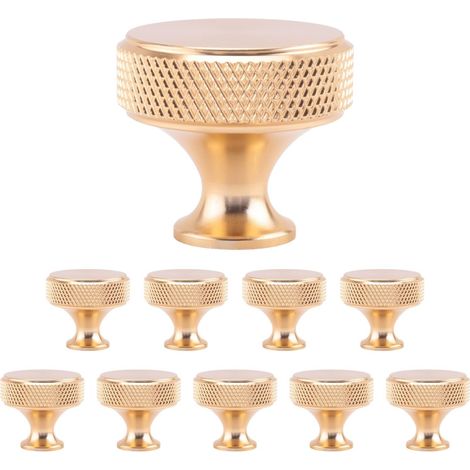 Lot de 10 boutons moletés en bronze champagne pour meubles (1/5)