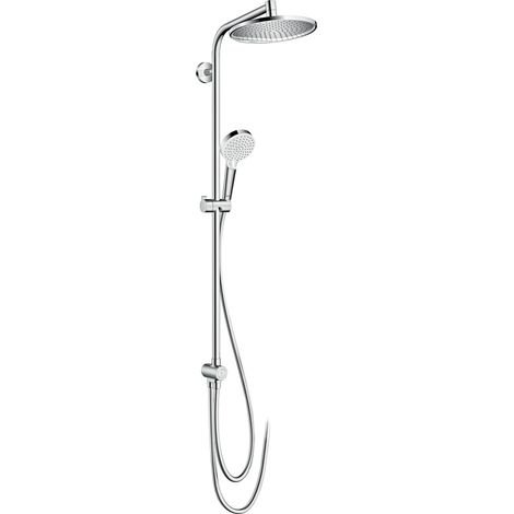 Hansgrohe – Colonne de douche 240 1jet Reno EcoSmart chromé – Douche de tête Crometta S 240 – Jet Rain – Installation apparente – Bras de douche 350 mm (1/10)