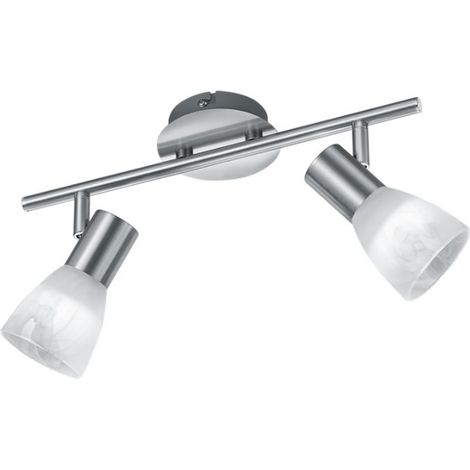VISTO BARRA 2 SPOTS METALLO ACCIAIO CONVETRI ALABASTRO L. 33CM. 2 x E14 4W, 2 x 320Lumen, 3000K (1/2)