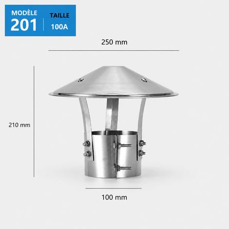Chapeau de cheminée anti-pluie en acier inoxydable pour conduit 100 100 24 × 24 × 6 cm 600 g – Livraison gratuite