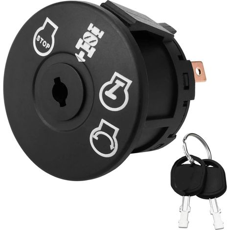 Interruptor de encendido de 4 posiciones con llave, compatible con Craftsman/Husqvarna/AYP/Sears/Poulan Pro, reemplaza 193350/532193350 (1/5)