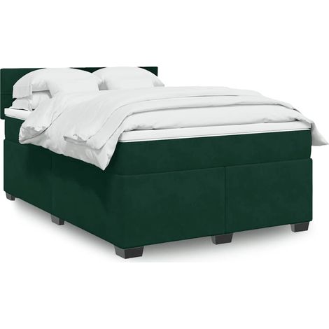 Boxspringbett mit Matratze Dunkelgrün 140x200 cm Samt (1/5)
