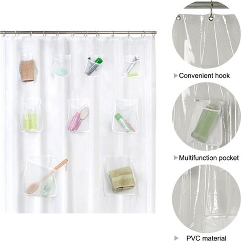 Rideau de douche imperméable transparent liner pour salle de bain, voilage de porte de douche (1/3)