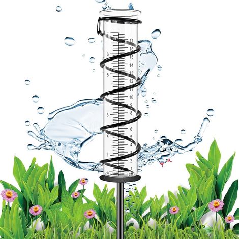 Regenmesser für den Garten – Frostbeständig – 17 cm – Glas-Regenmesser – Regenmesser mit Metallstab – Metallrahmen – Regenmesser für Rasen und Garten (1/5)