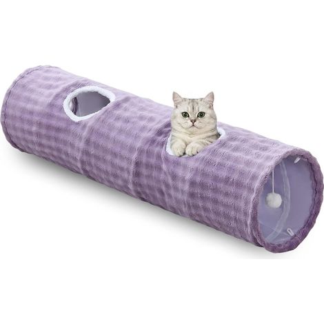 Tunnel Droit pour Chats d'Intérieur, 120x30 cm, Violet Poussière (1/5)