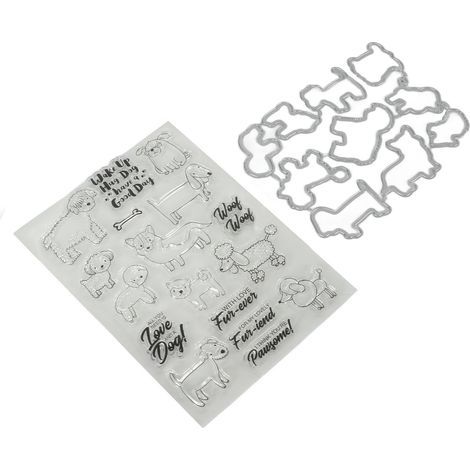 Kit de tampons clairs chien mouton design unique, set de dies découpe et gaufrage transparents pour scrapbooking DIY et loisirs créatifs. (1/5)