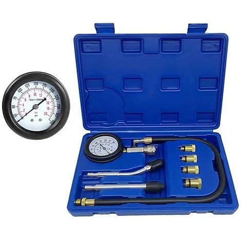 Kompression Tester Kit,Standard Kompressionsprüfer Benzin 0-20 bar & 0-300 psi,Auto Kompressionstester für Motor Kompression prüfen meßen Kfz M10 M12 M14 M18