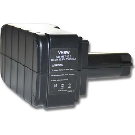 vhbw 1x batteria compatibile con Metabo BS 15.6 plus, BST 15.6, ULA9.6-18, BST 15.6 Plus utensile elettrico (3300 mAh, NiMH, 15,6 V) - Sostituisce 6.02260.00, 6.02276.51 (1/2)