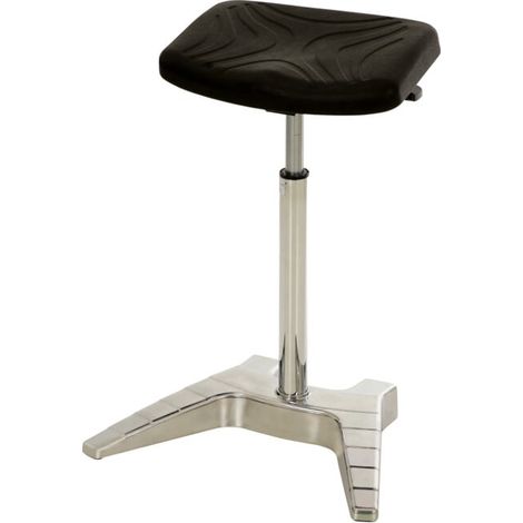STIER Tabouret d’atelier XL 600–850 mm inclinaison 12° noir avec poignée et roulettes (1/5)