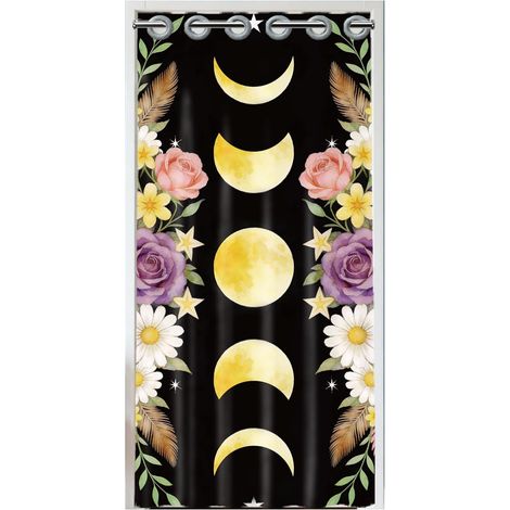Rideau de porte à fleurs pour porte, rideau de séparation de pièce avec anneaux en plastique, rideaux pliables pour placard, chambre à coucher, salon, porte, 99 x 200 cm (1/5)