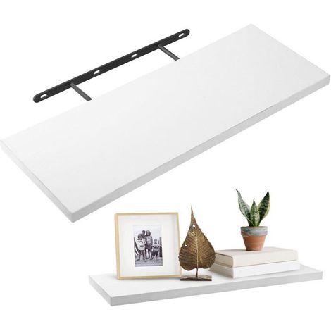 Étagère murale flottante - 1 unité - MDF laqué blanc - Rangement gain de place - Salon, chambre, cuisine, bureau - 40 x 1 (1/5)