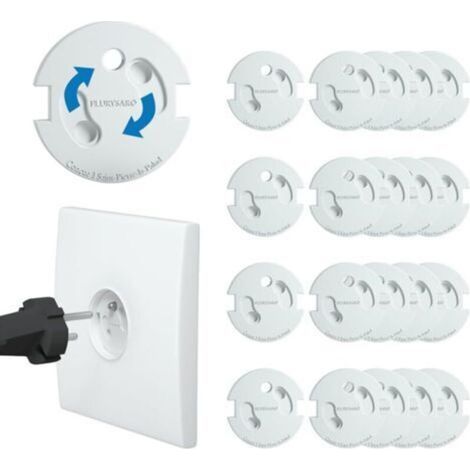 Lot de 20 cache-prises français pour bébé – Protection électrique révolutionnaire, mécanisme pivotant adhésif 3M (sans clé), pour la sécurité des enfants à la maison, cache-prises (1/5)