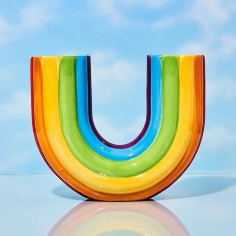 BEBUSINGOTO Vase à fleurs décoratif arc-en-ciel - Vase géométrique design en forme de U (1/5)