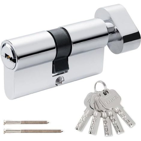(Argenté)Cylindre À Bouton, Serrure À Cylindre 30/30, Cylindre De Serrure Avec Bouton Pour Porte D'Entrée, Serrure De Sécurité, Serrure D (1/5)