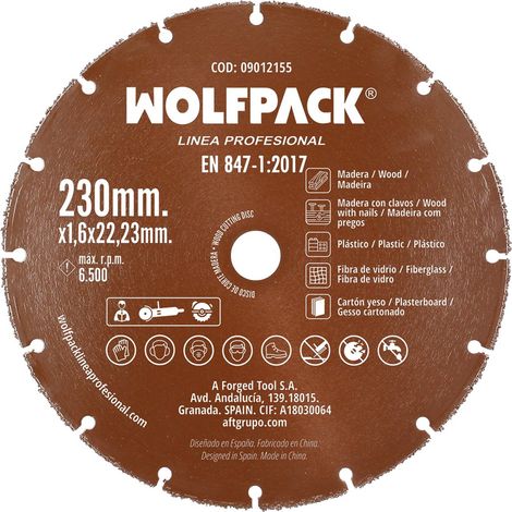 Disco da taglio per legno/plastica Ø 230 mm. Tagliente in carburo di tungsteno