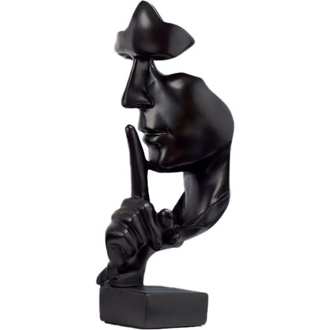 Sculpture abstraite en résine de style européen « Le silence est d'or », objet décoratif pour salon/bureau, cadeau original, noire. (1/5)