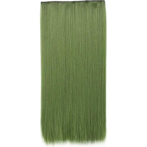 Chignon Cheveux Postiches Extension De Cheveux Synthétiques Longs Et Raides En Une Seule Pièce, 5 Clips Dans Les Extensions, Faux Bruns Résistants À La Chaleur For Femmes(SG66 2609) (1/5)