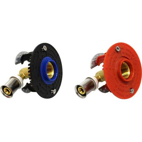Raccord de robinetterie bain douche double 16smc F15/21 – Raccords coudés à sertir femelle 15/21 NF – Installation rapide en tube multicouche Ø16 – Fixoplac (1/6)