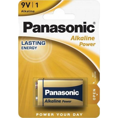 Pila alcalina Panasonic 6LR61 de 9V, 1 unidad.