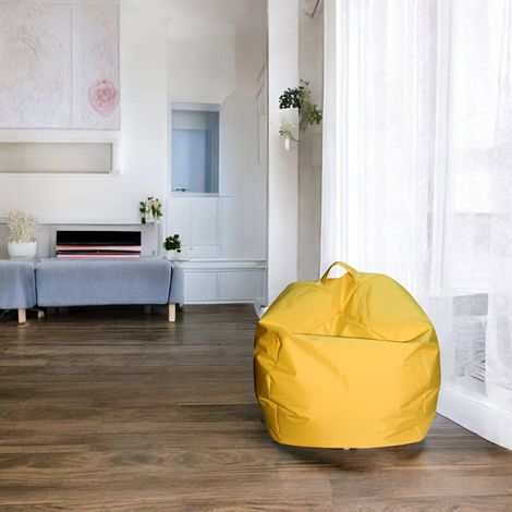 Pouf Hache, Forme Sac, Made in Italy, 65x65x50h cm Jaune