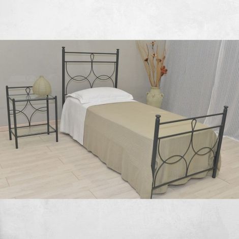 Letto singolo in ferro battuto colore antracite 90x201 cm - Silene
