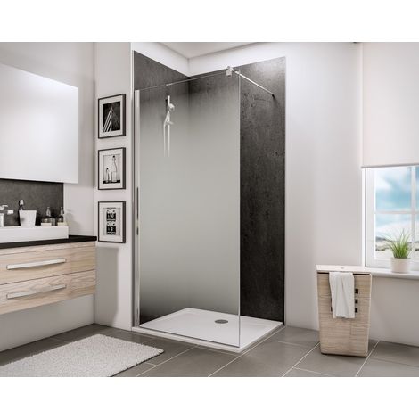 Schulte – Paroi de douche à l'italienne 90 x 190 cm – Verre 5 mm avec traitement anticalcaire – Profilé chromé – Décor Brouillard – Walk In